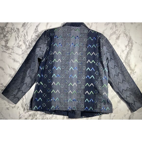 Coldwater Creek Womens Chevron Patterned Jacket PM (10-12) 100% Cotton Multicolo - Picture 2 of 7